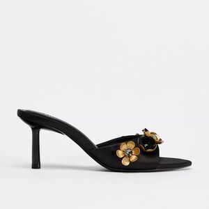 Zara satin effect floral heeled sandals